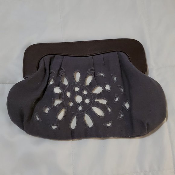 Gently Used Old Navy Clutch Purse, Linen and Faux Leather w/ Magnetic Closure - Picture 2 of 16